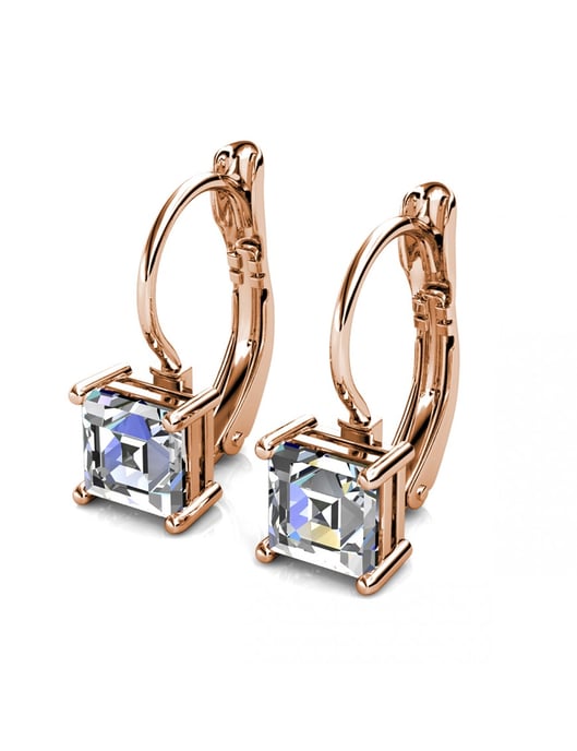 Pendientes Cuadrados - Oro Rosa y Cristal - Image 4