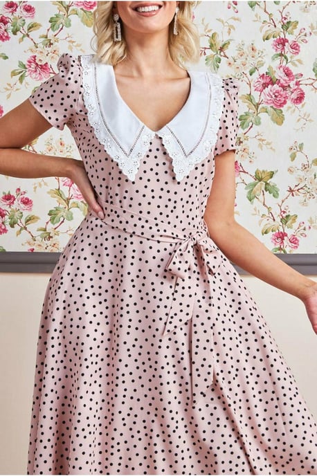 Printed Tea Dress With Collar