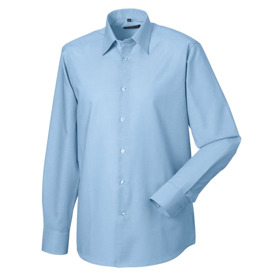 Russell Collection Mens Oxford Easy-Care Tailored Long-Sleeved Shirt (Oxford Blue) - Image 2
