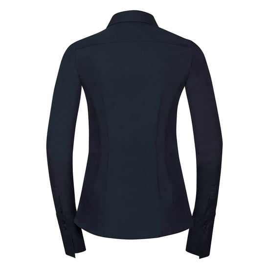Russell Collection Womens/Ladies Ultimate Stretch Slim Long-Sleeved Shirt (Bright Navy) - Image 2