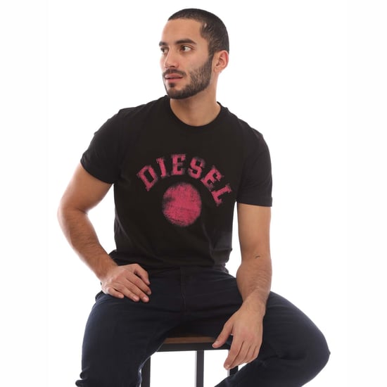 Camiseta negra con diseño circular descolorido en rosa Diesel - Image 4