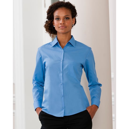 Russell Collection Ladies/Womens Long Sleeve Shirt (Corporate Blue) - Image 2
