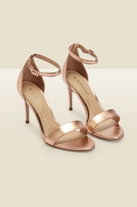 Nia Rose Gold Leather Barely There High Heel Sandal