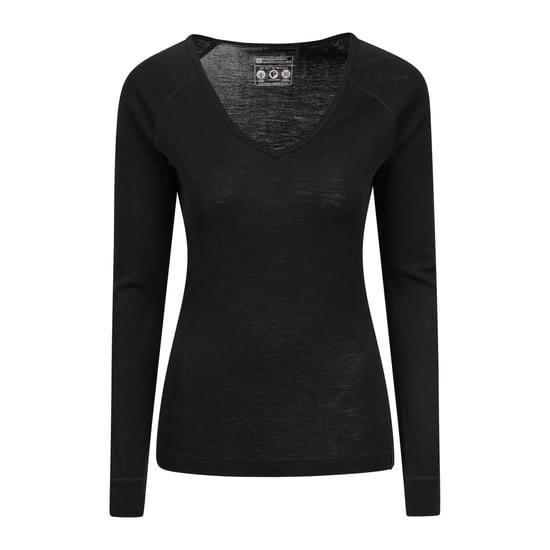 Mountain Warehouse Womens/Ladies Merino Wool V Neck Top (Black) - Image 1