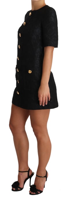 Vestido mini de jacquard negro con botones decorativos de Dolce & Gabbana para mujer - Image 5