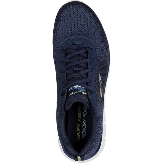 Skechers Track Glendor Polyester Men's Navy/Lime Trainers - Image 3