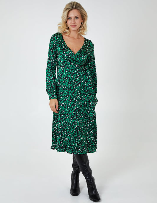 Draped Waist Wrap Dress