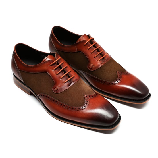 Men's shoe with classic decorative stitching Business shoes Smooth leather Low shoes Brown - Image 3