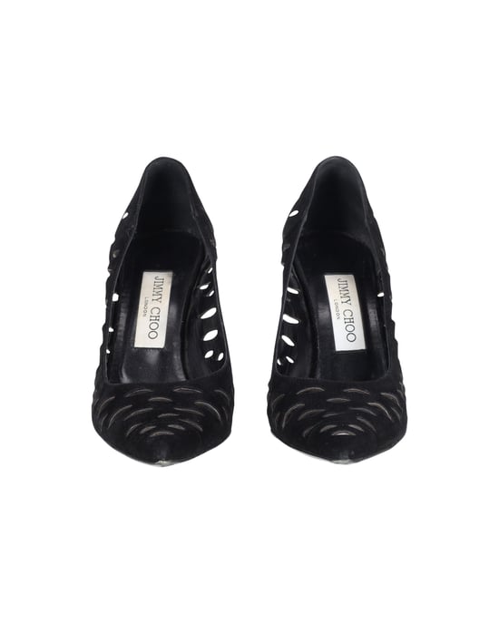 Jimmy Choo Lasercut Romy Pumps Black Suede - Image 3
