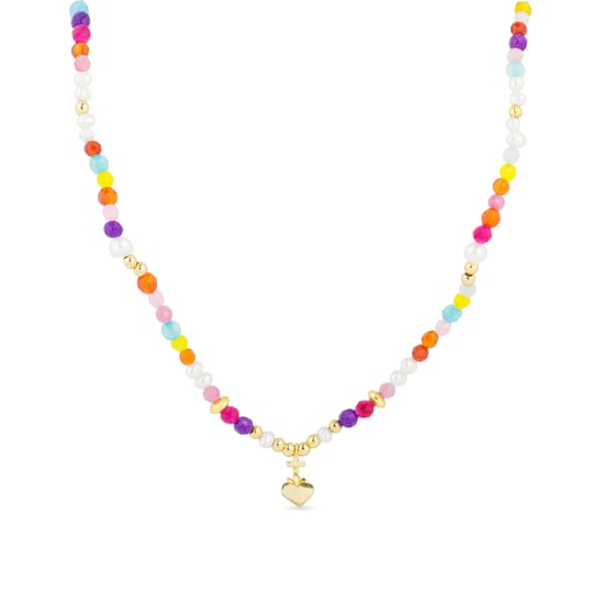 Luxenter Sterling Silver 925 necklace with Multicoloured Crystal finished in 18K yellow gold - Nymox