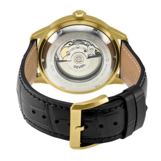 Reloj para hombre Gevril Guggenheim Sellita SW220 con rueda de fecha personalizada, hecho a mano en auténtica piel de cuero negra italiana. - Image 2