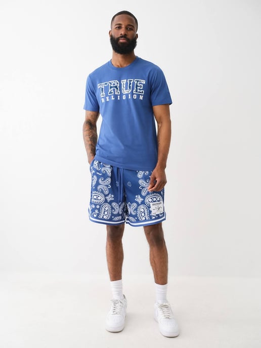 Short Sleeve Paisley Flock Tee in Blue