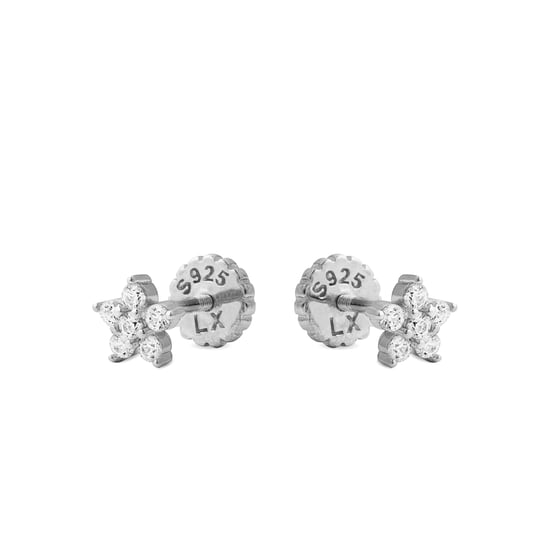 Luxenter earrings with anba screw clasp in 925 sterling silver and shiny rhodium plated zirconia