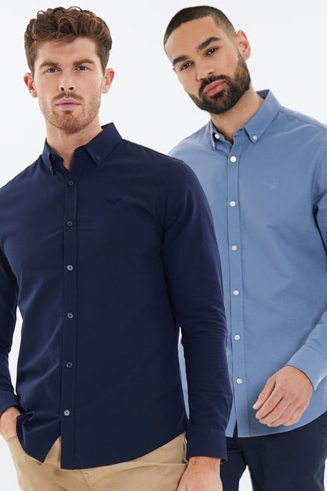 Blue 2-Pack Oxford Cotton Long Sleeve Shirts