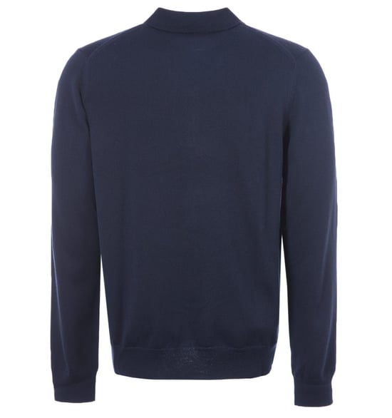 Polo de manga larga de punto clásico para hombre Fred Perry en azul marino - Image 2