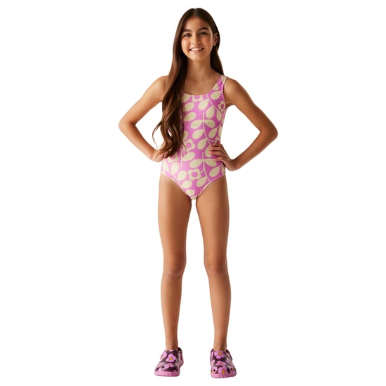 Regatta Girls Orla Kiely Jasmine Flower One Piece Swimsuit (Lilac/Cream) - Image 3