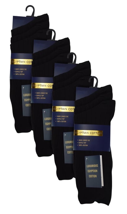 12 Pares Multipack Calcetines para Hombre 100% Algodón Egipcio | Sock Snob | Calcetines de lujo sin costuras - Negro - Image 2
