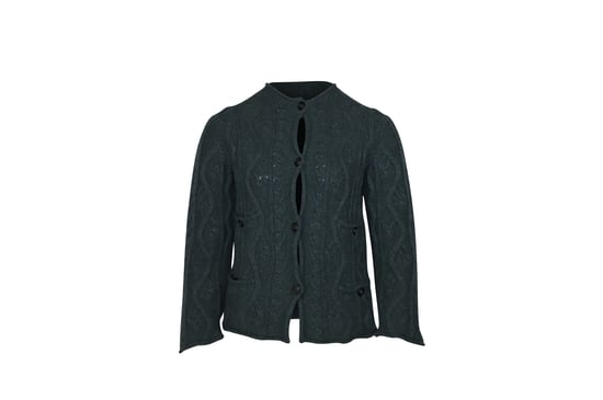 Chanel Cable Knit Cardigan in Teal Cashmere - Image 1