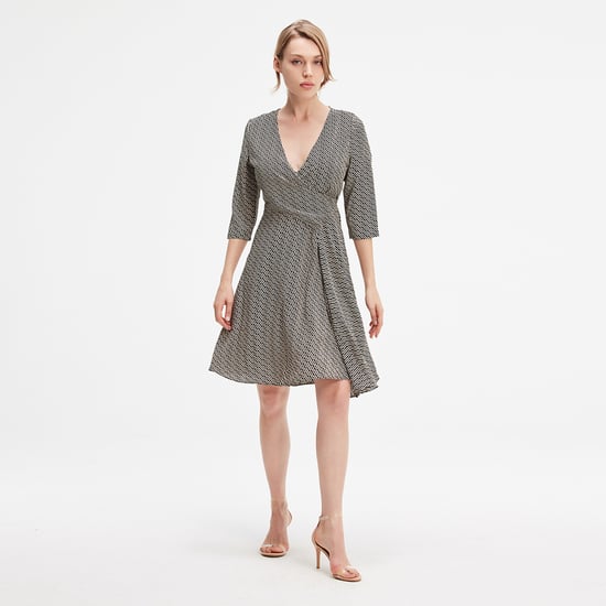 Crossed draped on side skater dress - Image 1