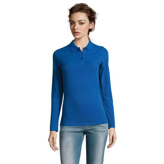 SOLS Womens/Ladies Perfect Long Sleeve Pique Polo Shirt (Royal Blue) - Image 1