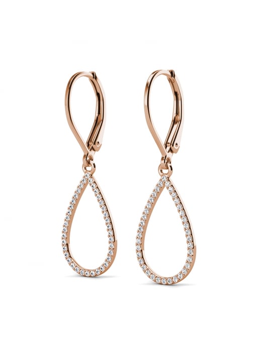 Pendientes de aro colgantes Laelia - Oro rosa y cristal - Image 3