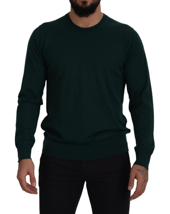 Suéter de hombre de cuello redondo de cashmere verde Dolce & Gabbana - Image 1