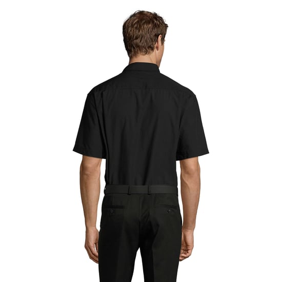 SOLS Mens Bristol Poplin Short-Sleeved Shirt (Black) - Image 2