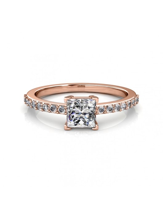 Anillo Cuadrado Simple - Oro Rosa y Cristal - Image 3