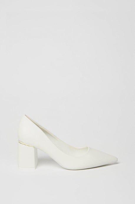 Baden Metal Insert Medium Block Heel Pointed Courts