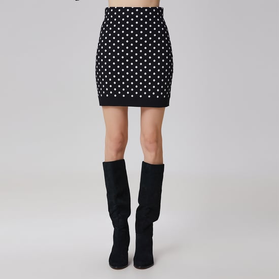 Polka dots knitted mini skirt - Image 3