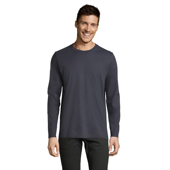 SOLS Mens Imperial Cotton Long-Sleeved T-Shirt (Mouse Grey Solid) - Image 1