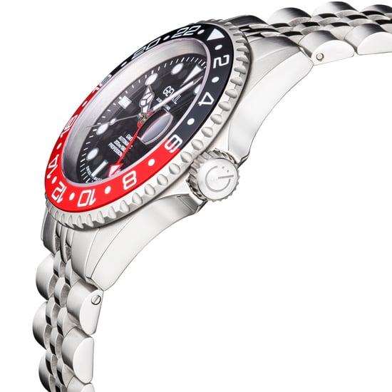 Reloj de acero inoxidable Gevril Men's Wall Street 4954B con movimiento GMT automático suizo, SW330, fecha luminosa. - Image 3