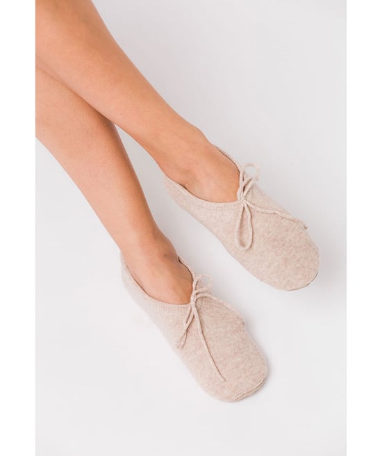 'Appleby' Oatmeal Cashmere & Merino Wool Small Ballet Slippers