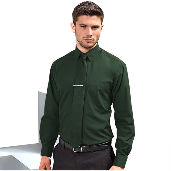 Premier Mens Premier Poplin Long-Sleeved Formal Shirt (Bottle) - Image 2