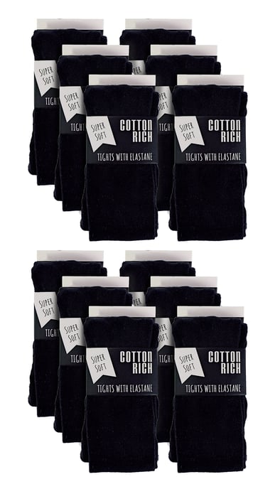 Paquete múltiple de 12 pares de medias de uniforme escolar para niñas | Sock Snob | Suaves y cómodas medias opacas para niños - Negro - Image 2