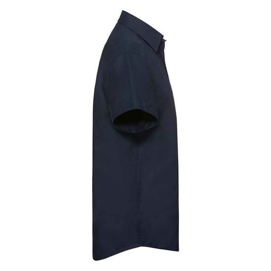 Russell Collection Mens Oxford Tailored Short-Sleeved Shirt (Bright Navy) - Image 3