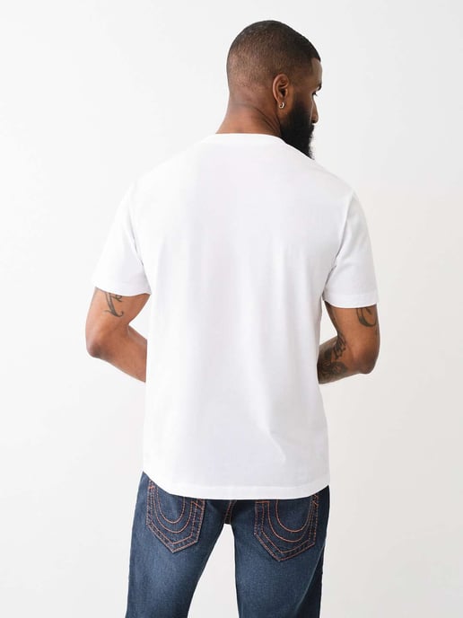 Short Sleeve Paisley Flock Tee in White