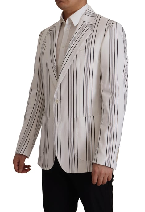 Blazer de hombre de algodón de una sola botonadura con rayas blancas Dolce & Gabbana - Image 3
