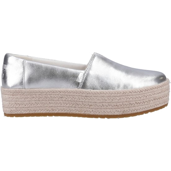 TOMS Valencia Leather Women's Silver Espadrilles - Image 5