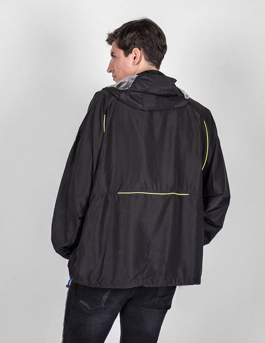 Les Hommes Chaqueta K Way del hombre negro, amarillo - Image 4
