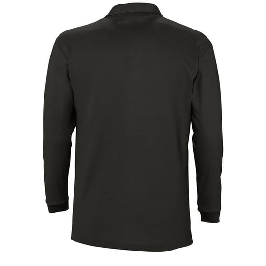 SOLS Mens Winter II Long Sleeve Pique Cotton Polo Shirt (Black) - Image 2