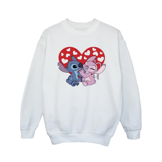 Disney Girls Lilo & Stitch Hearts Sweatshirt (White) - Image 1