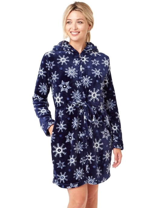 Snowflake Fleece Hooded Robe