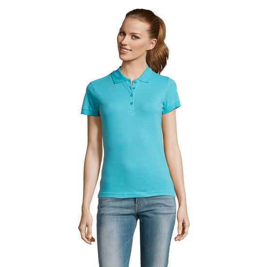 SOLS Womens/Ladies Passion Pique Short Sleeve Polo Shirt (Blue Atoll) - Image 4