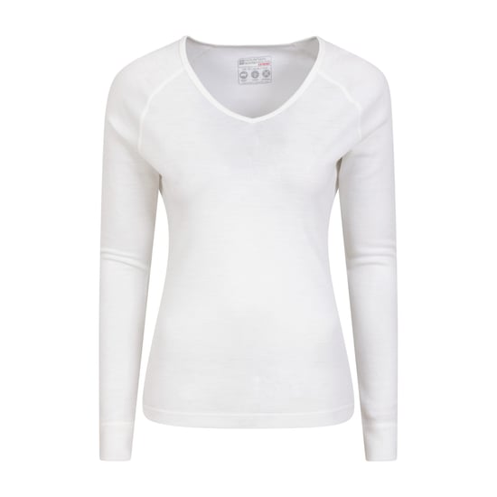 Mountain Warehouse Womens/Ladies Merino Wool V Neck Top (White) - Image 1