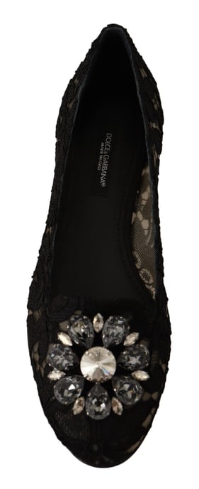 Zapatos Mocasines de Encaje Cristal Negro Taormina para Mujer de Dolce & Gabbana - Image 5