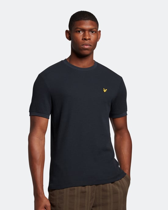 Lyle Scott Milano Trim Waffle camiseta azul marino - Image 1