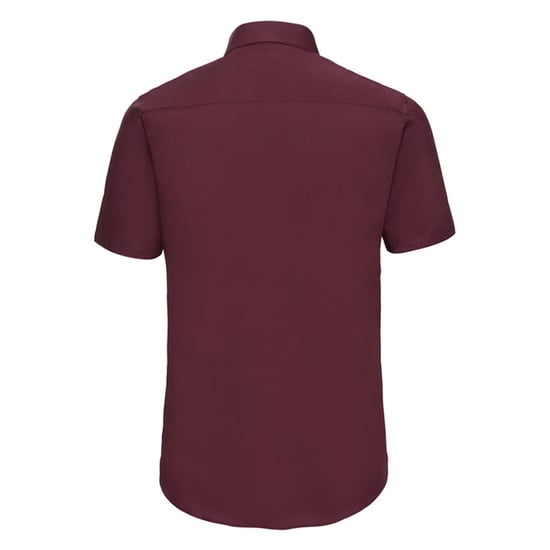Russell Collection Mens Stretch Fitted Short-Sleeved Shirt (Port) - Image 2