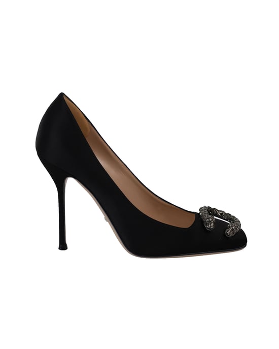 Gucci Dionysus Embellished Pumps in Black Satin - Image 1