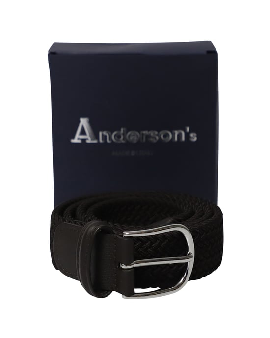 Anderson's Woven-effect Buckle Belt in Dark Brown Leather Trim - Image 5